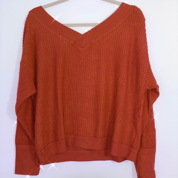 Off-the-Shoulder V Neck Sweater Top - Picture 2 of 3